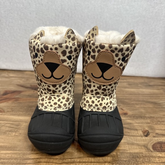 Cat & Jack Other - Cat & Jack Waterproof Cheetah Rain/Snow Faux Fur Boots Size 5 Thermolite EcoMade